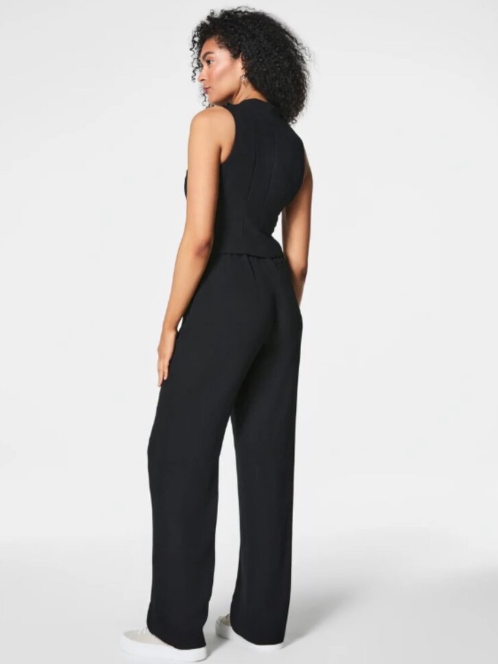 NWT Spanx Crepe Straight Leg Trouser Black Pants Womens M Tall